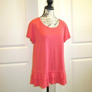 Caslon Cotton Blend, Short Sleeve Top in Coral, Size Medium